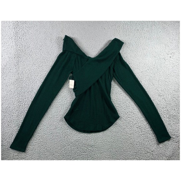 Free People Marley Off Shoulder Twist Top Sweater Women Medium Long Sleeve NWT - Picture 2 of 12
